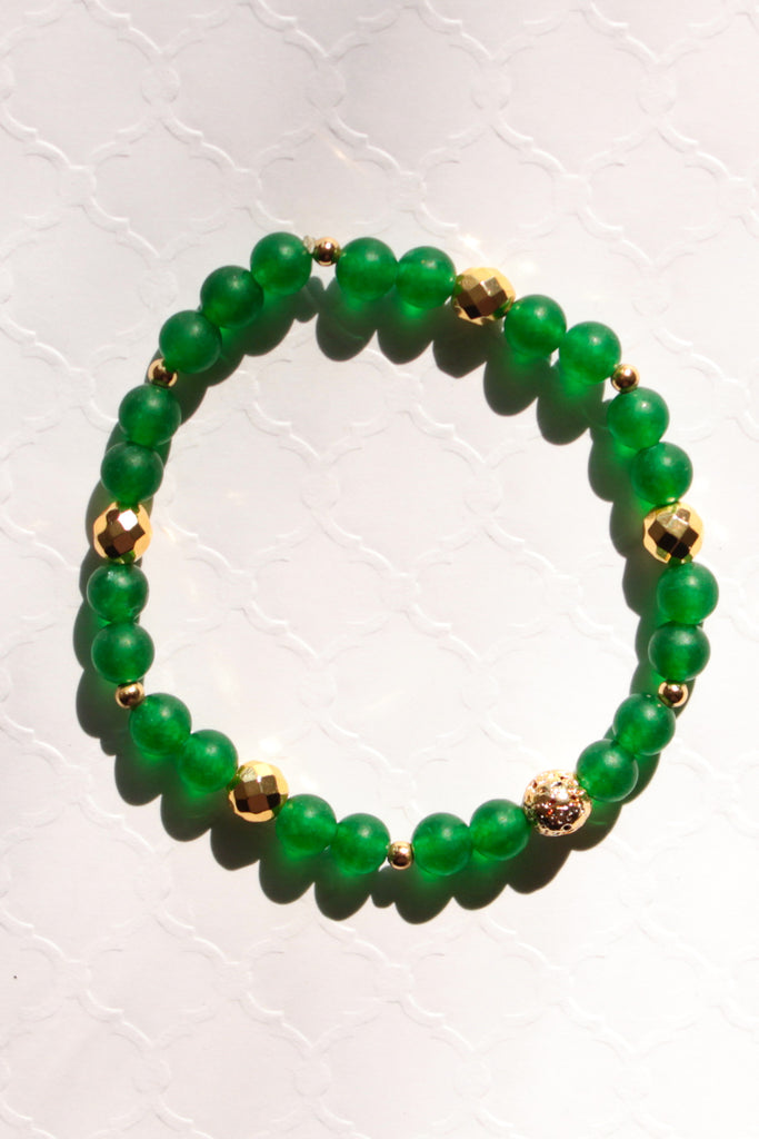 Green and Gold Lava Bead Bracelet - Pretty Sick Designs