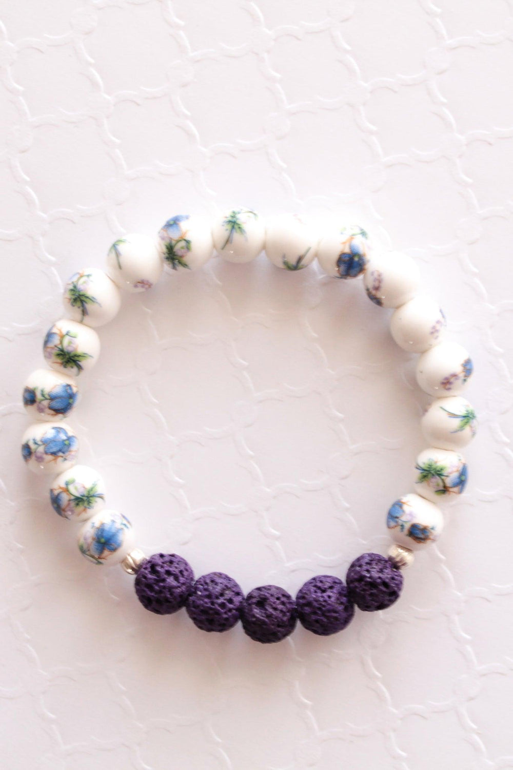 Blue Lotus Flower Lava Bead Bracelet - Pretty Sick Designs