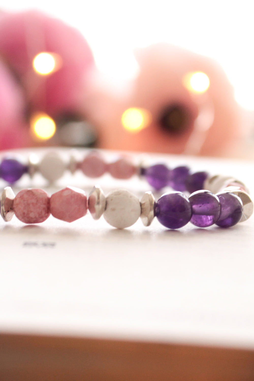 Pink and Purple Lava Bead Bracelet - Pretty Sick Designs
