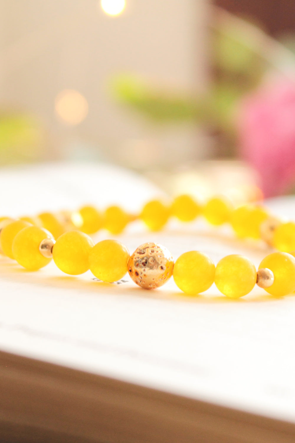 Yellow and Gold Lava Bead Bracelet - Pretty Sick Designs