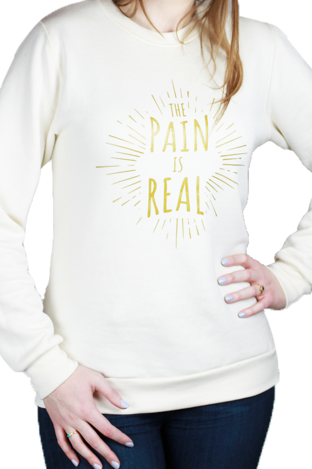 The Pain is Real crewneck sweatshirt. Chronic illness awareness clothing. Pretty Sick Designs 